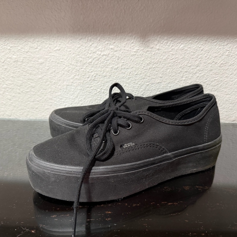 Vans Classic Black Canvas Platform Shoes